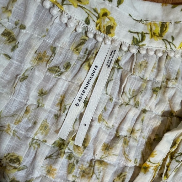 Anthropologie Ethereal Dainty Ditsy Floral Victorian Lace Cottage Blouse Size S - Picture 7 of 16